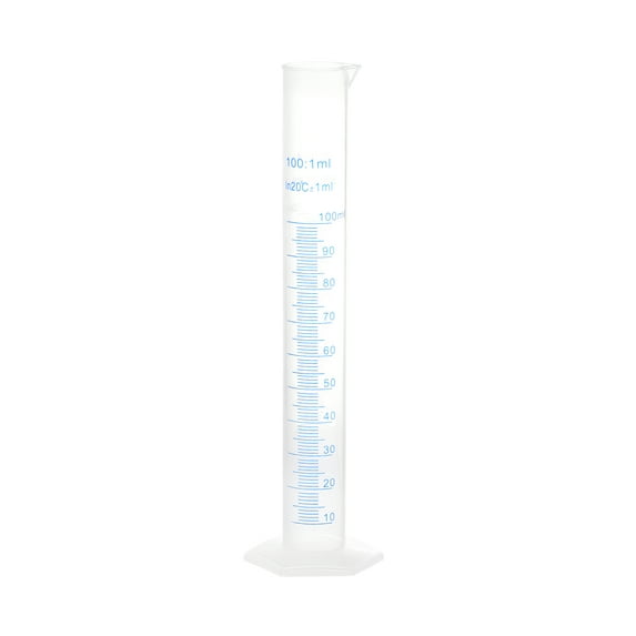 Uxcell Plastic Graduated Cylinder, 100ml Measuring Cylinder, 2-Sided Metric Marking, Clear Hex Base for Lab Home