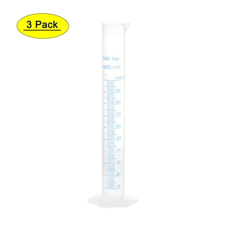 Uxcell Plastic Graduated Cylinder 100ml Measuring Cylinder 2Sided Metric Marking 3Pcs