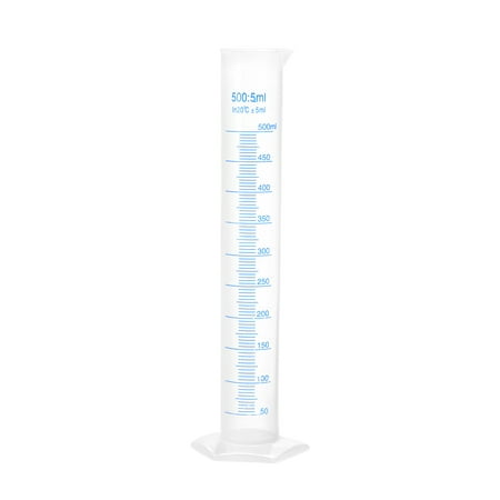 Uxcell Plastic Graduated Cylinder, 500ml Measuring Cylinder, 2-Sided Metric Marking, Clear Hex Base for Lab Home