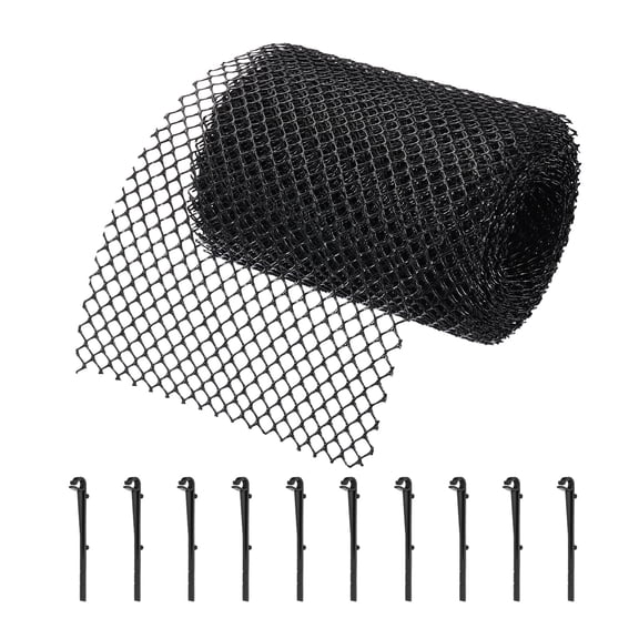 Uxcell Plastic Gutter Guard Mesh Roll, 19.7ft x 5.91 Inch Gutter Guard, Mesh Guards Leaf Protector with 10Pcs Black Clips from Leaves, Twigs, Branches, Debris