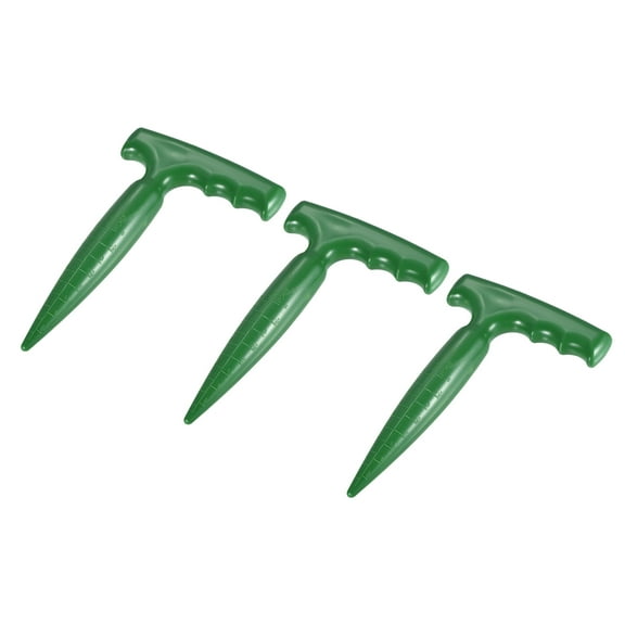 Uxcell Plastic Hand Dibber with Handle, Lightweight Sturdy Hand Held Bulb Planter, Green 3 Pack