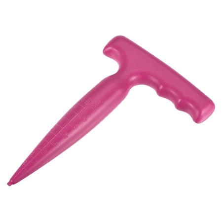 Uxcell Plastic Hand Dibber with Handle, Lightweight Sturdy Hand Held Bulb Planter, Rose Red