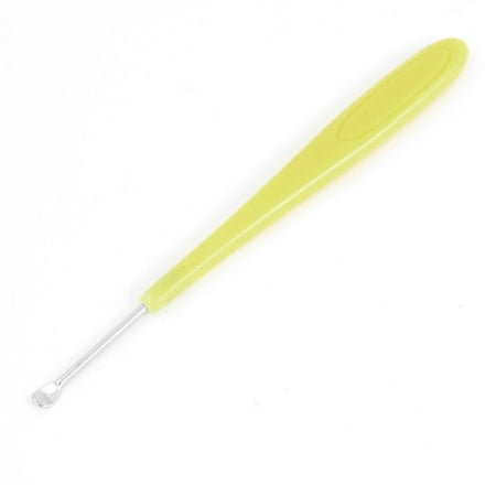 Uxcell Plastic Handle Metallic Ear Wax Cleaning Curette Yellow