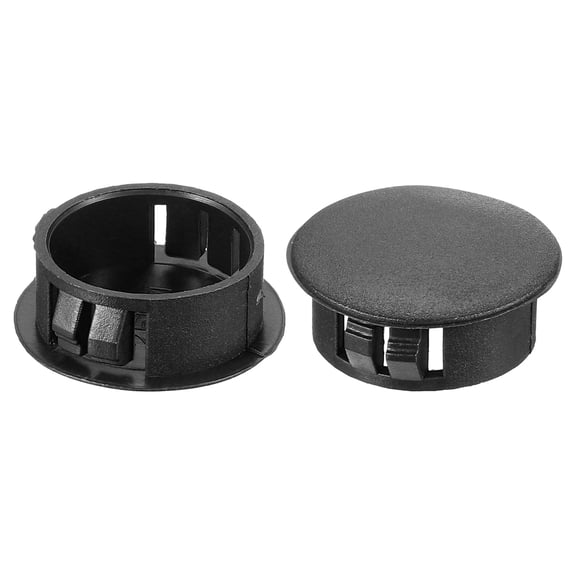 Uxcell Plastic Hole Plug, Flush Type Round Hole Plugs Cover Snap in Locking Hole Tube Black 1"