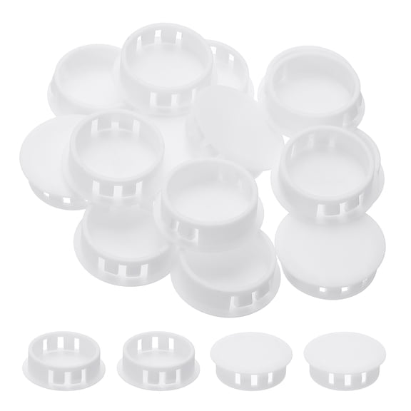 Uxcell Plastic Hole Plugs, 34 Pcs 1 1/4"(32mm) Plastic Plugs Screw Hole Plug Snap Desk Grommet Buckle Knockout Locking Plugs Furniture Insert End Cap for Holes Kitchen Cabinet, White