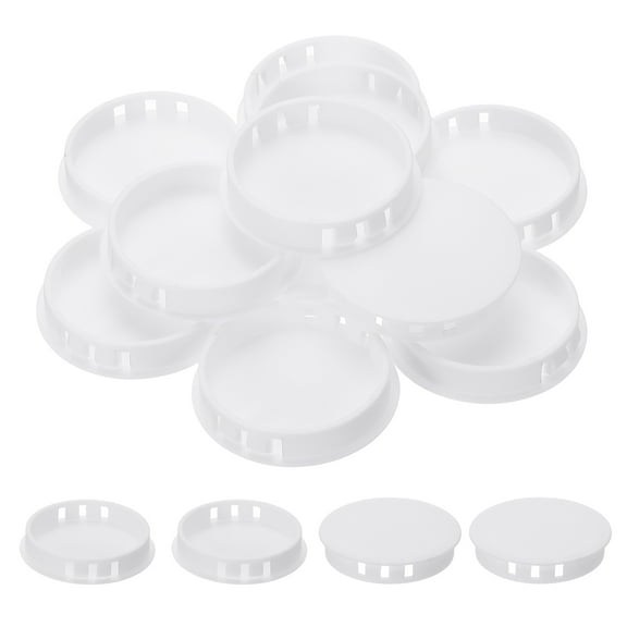 Uxcell Plastic Hole Plugs, 34 Pcs 2 1/7"(55mm) Plastic Plugs Screw Hole Plug Snap Desk Grommet Buckle Knockout Locking Plugs Furniture Insert End Cap for Holes Kitchen Cabinet, White