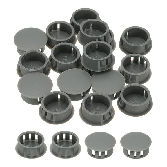 Uxcell Plastic Hole Plugs, 48 Pcs 7/9"(20mm) Plastic Plugs Screw Hole Plug Snap Desk Grommet Buckle Knockout Locking Plugs Furniture Insert End Cap for Holes Kitchen Cabinet, Gray