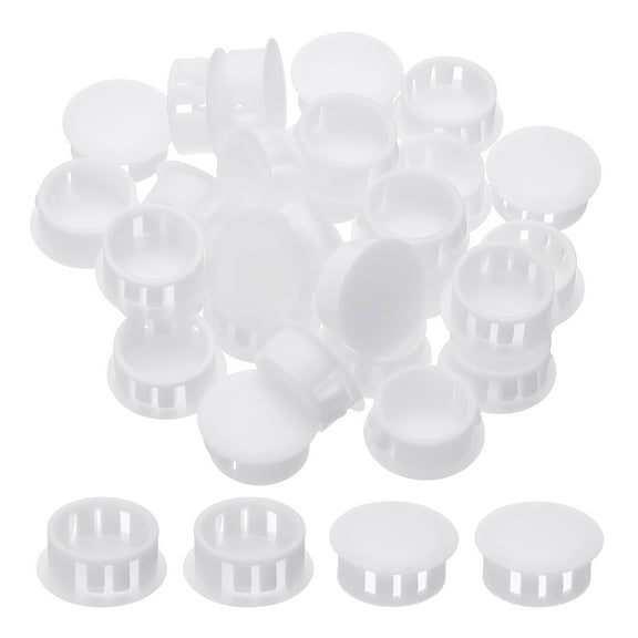 Uxcell Plastic Hole Plugs, 48 Pcs 7/9"(20mm) Plastic Plugs Screw Hole Plug Snap Desk Grommet Buckle Knockout Locking Plugs Furniture Insert End Cap for Holes Kitchen Cabinet, White
