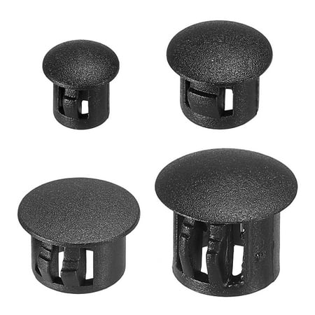 Uxcell Plastic Hole Plugs, Flush Type Round Hole Plugs Cover, Black 200Pcs (6mm 8mm 10mm 13mm)