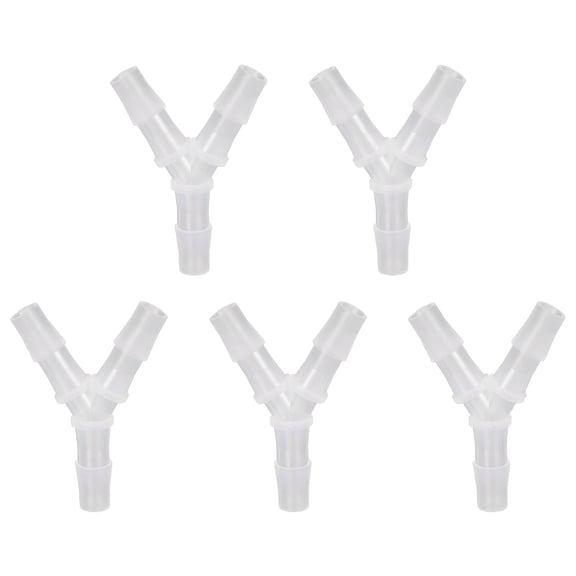 Uxcell Plastic Hose Barb Fitting, (5 Pcs, White), 3/8" ID Hose Equal Y Tee 3 Way Barbed Joint Splicer Mender Union Adapter Pipe Connector Suit for Water Line