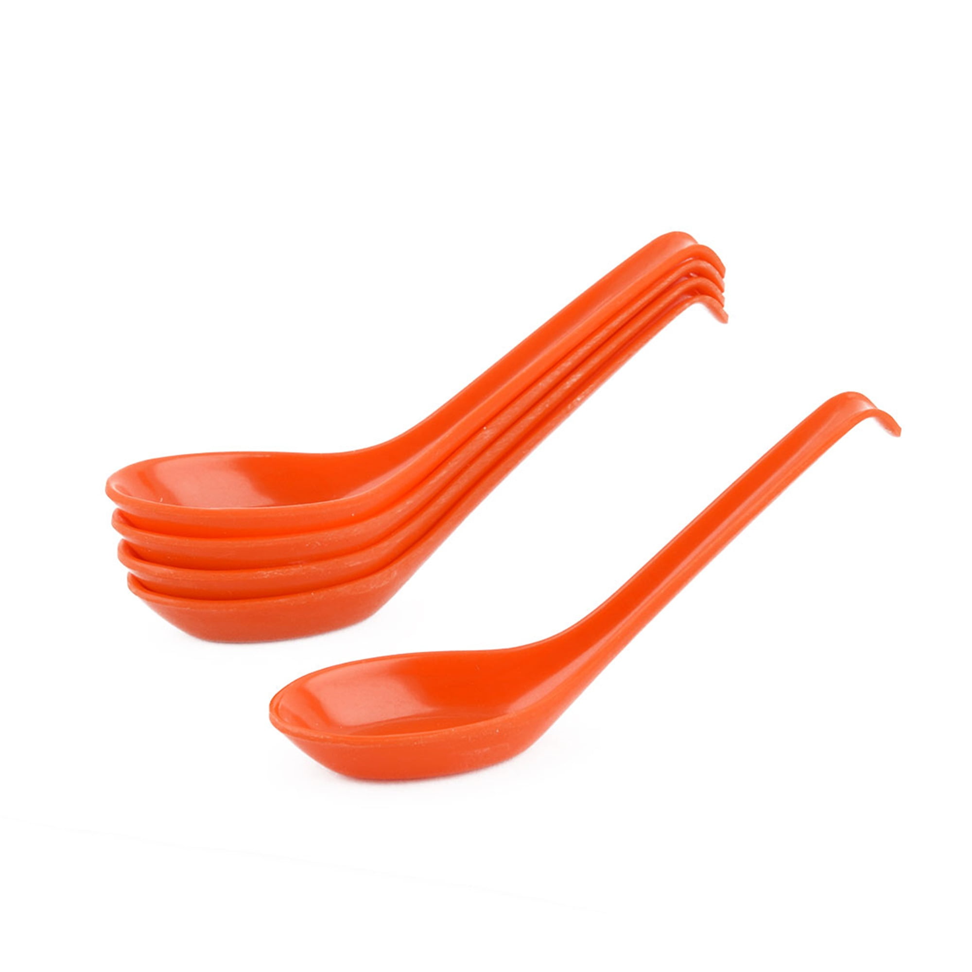 Uxcell Plastic Household Kitchen Restaurant Food Spoon Orange 5 PCS ...