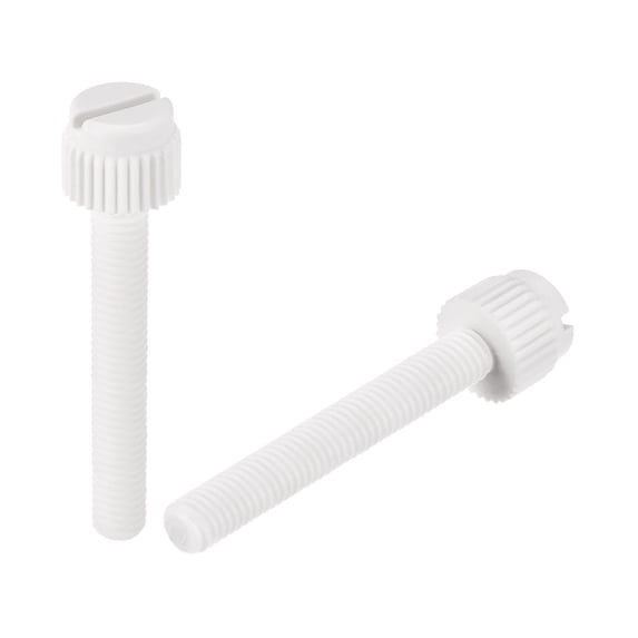 Uxcell Plastic Machine Screws, M5x35mm PP Slotted Knurled Fasteners Bolts, White, 50Pack