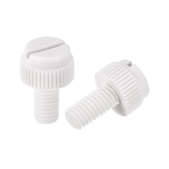 Uxcell Plastic Machine Screws, M6x12mm PP Slotted Knurled Fasteners Bolts, White, 20Pack