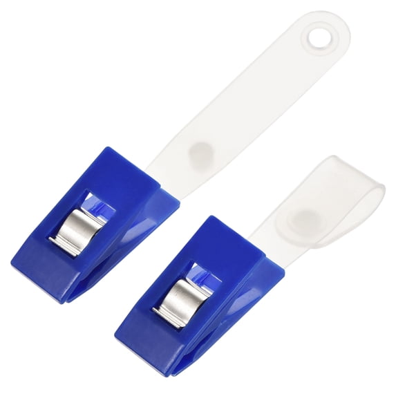 Uxcell Plastic Metal Badge Clips with Clear PVC Straps for ID Cards Holders Blue 50Pack
