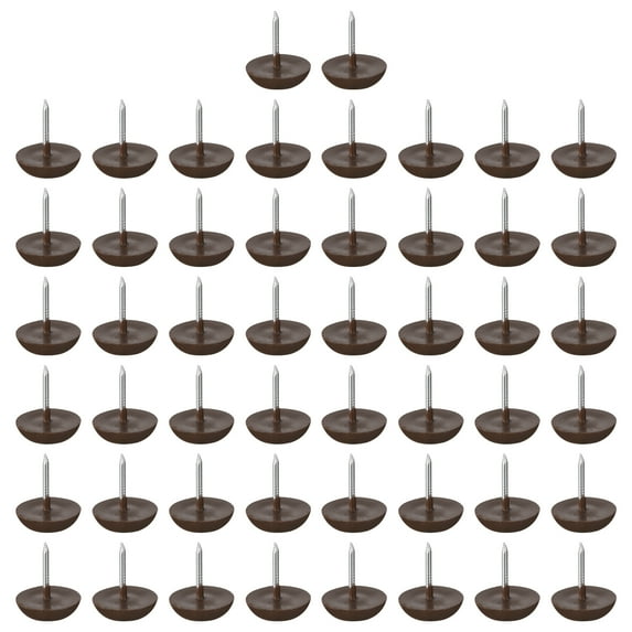 Uxcell Plastic Nail-On Furniture Glides 50Pcs 14.5mm Dia Table Chair Sofa Leg Floor Protectors Brown