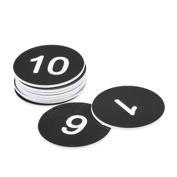 Uxcell Plastic Number Tag, 1-10 Digital Tags Sign Tag Acrylic Engraved Black with Self-Adhesive, Pack of 10