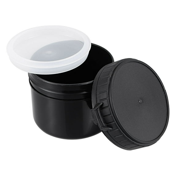Uxcell Plastic Paint Pail 0.05 -Gallon/200mL with Sealing Strip Lid Black 2Packs