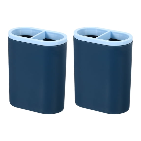 Uxcell Plastic Pen Holder Pencil Cup Storage Box Desktop Organizer, Blue 2 Pack