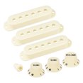 thumbnail image 1 of Uxcell Plastic Pick Up Cover Single Coil Cover Switch Tip 1 Volume and 2 Tone Knobs Beige for Guitar, 1 of 5