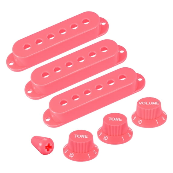 Uxcell Plastic Pick Up Cover Single Coil Cover Switch Tip 1 Volume and 2 Tone Knobs Pink for Guitar