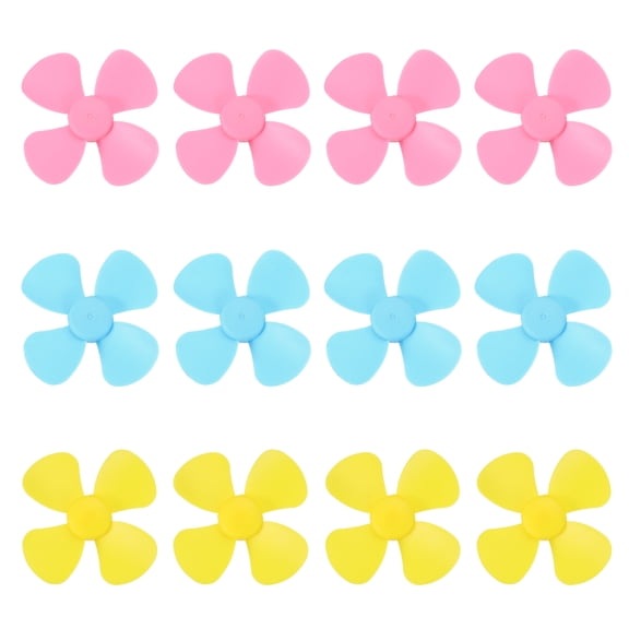 Uxcell Plastic Propeller, Four-Blade Propellers 2" 2mm-Axis for Miniature Direct Current Motor Mini Fan Electric Remote Control Boats DIY Science (Blue/Yellow/Rose Red, Pack of 12)