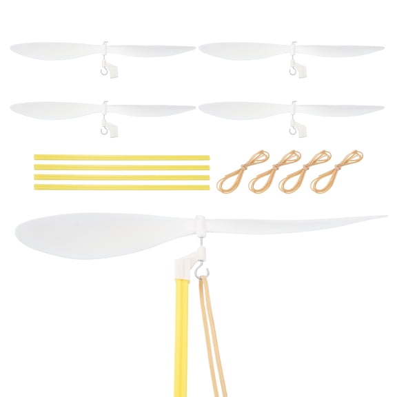 Uxcell Plastic Propeller, Propeller Props Blade with 9" ABS Rod Rubber Band Helicopter Kit 7" Fold Resistant for STEM Activities Powered Airplanes DIY Science(White, Pack of 5)