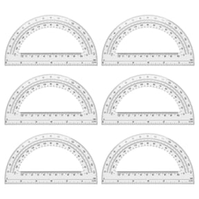 Uxcell Plastic Protractor, 6 Pack Protractors 6 Inch 180 Degrees Clear Angle Measurement Math Geometry Tool with Inches Centimeters for Office Supplies Drawing Tools Design, Transparent
