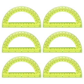 Uxcell Plastic Protractor, 6 Pack Protractors 6 Inch 180 Degrees Clear Angle Measurement Math Geometry Tool with Inches Centimeters for Office Supplies Drawing Tools Design, Yellow