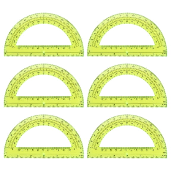 Uxcell Plastic Protractor, 6 Pack Protractors 6 Inch 180 Degrees Clear Angle Measurement Math Geometry Tool with Inches Centimeters for Office Supplies Drawing Tools Design, Yellow