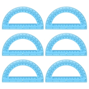 Uxcell Plastic Protractor, 6 Pack Protractors 6 Inch 180 Degrees Clear Angle Measurement Math Geometry Tool with Inches Centimeters for Office Supplies Drawing Tools Design, Blue