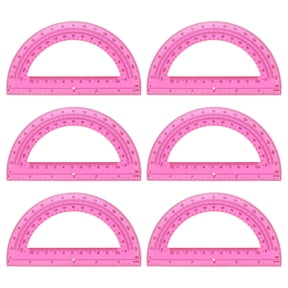Uxcell Plastic Protractor, 6 Pack Protractors 6 Inch 180 Degrees Clear Angle Measurement Math Geometry Tool with Inches Centimeters for Office Supplies Drawing Tools Design, Red