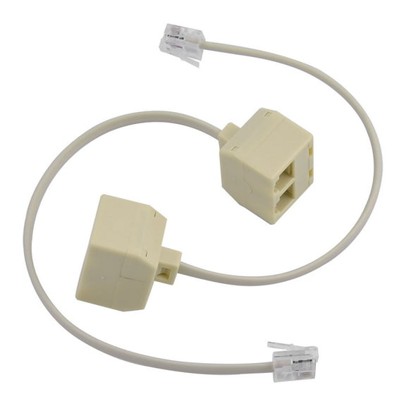 Uxcell Plastic RJ11 6P4C Double Holes Female Telephone Wire Cable Inline Connector Splitter 2Pcs