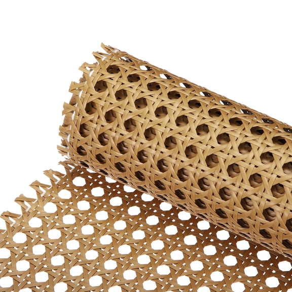 Uxcell Plastic Rattan Cane Webbing Roll,18 Inch x 3 ft Hand Woven Faux Woven Open Mesh Wicker Cane Webbing Sheets for Chair Caning Repair Supplies, Coffee