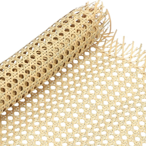 Uxcell Plastic Rattan Webbing Roll 16" Width x 1.6ft Woven Synthetic Poly Open Mesh Rattan Sheet Faux Cane Weave, Wooden