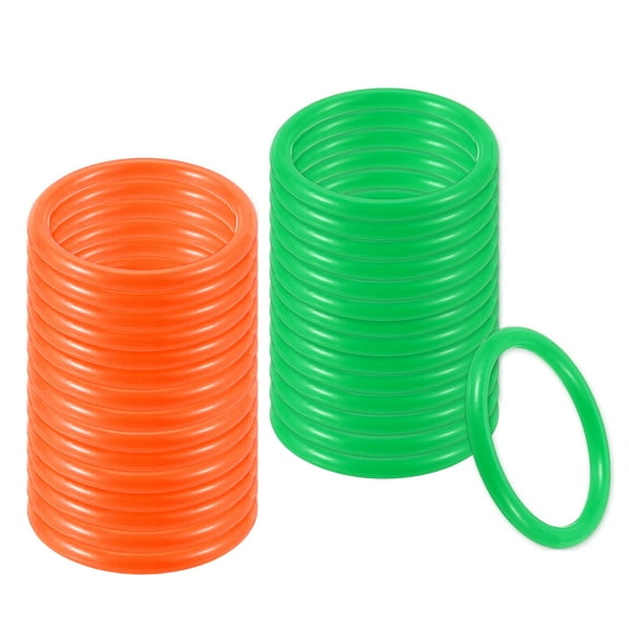 Uxcell Plastic Ring-Toss Rings for Bottles Carnival Rings Plastic Hoops 2.8 Inch Orange/Green 60 Pcs