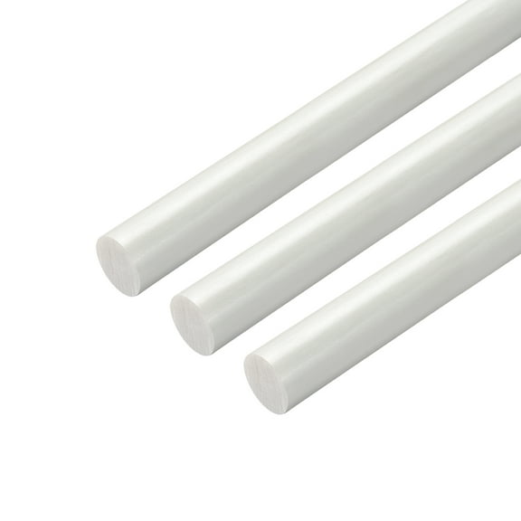 Uxcell Plastic Round Rod3/8" Dia 20" Length White FRP Fiberglass Round Rod Engineering Plastic Bar 3Pcs