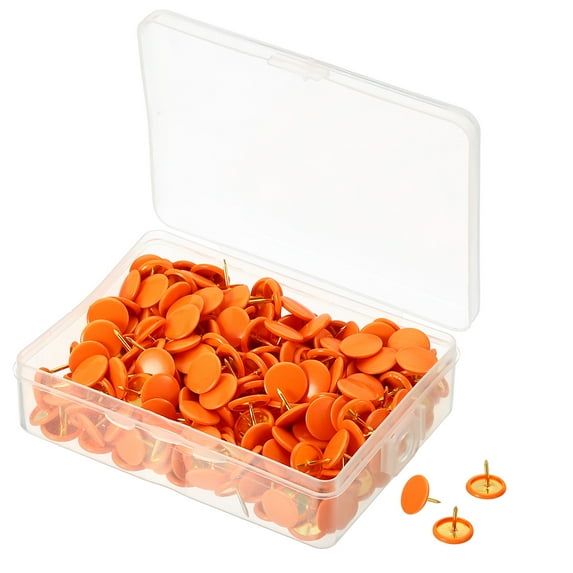 Uxcell Plastic Roundness Decorative Push Pins Golden Steel Point, Orange 300 Pack