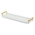 thumbnail image 1 of Uxcell Plastic Serving Tray with Golden Handle, 12" x 3.9" Modern Rectangular Decorative Tray, White, 1 of 6