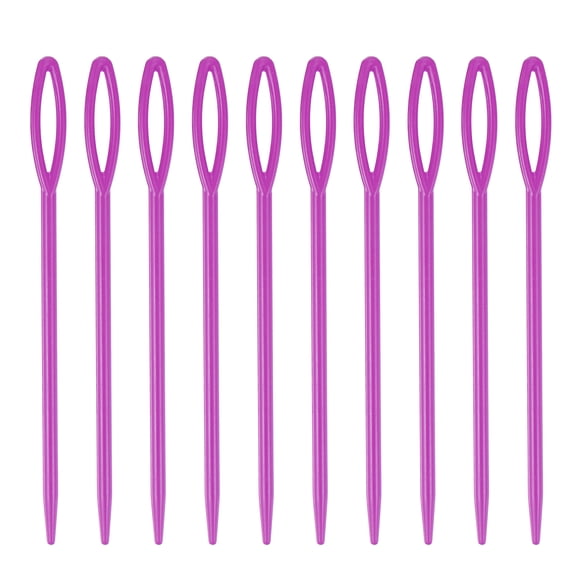 Uxcell Plastic Sewing Needles, 9cm Large Eye Blunt Learning Needles, Dark Purple 90 Pack