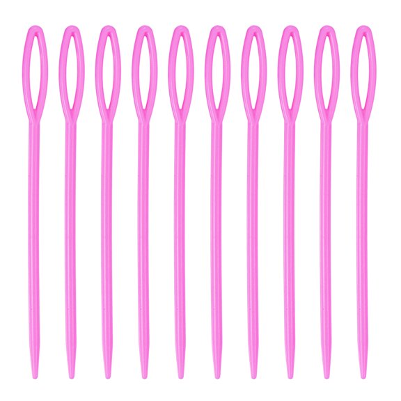 Uxcell Plastic Sewing Needles, 9cm Large Eye Blunt Learning Needles, Pink 150 Pack