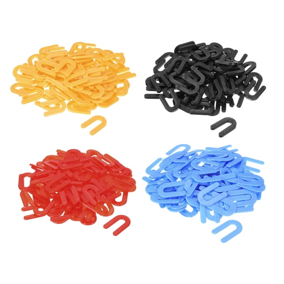 Uxcell Plastic Shims, Horseshoe U Shims Spacers for Red 1/16", Blue 1/8", Black 3/16", Yellow 1/4" Tile Leveling, 100pcs