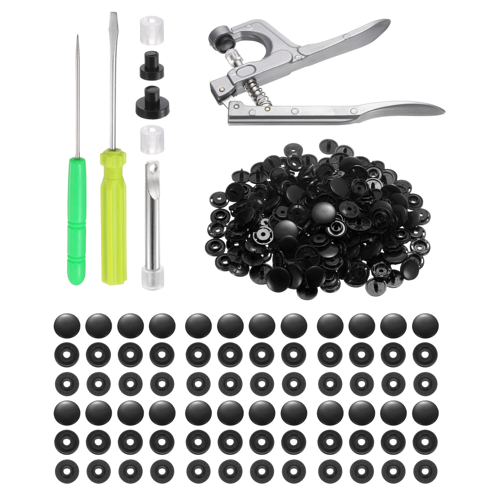 Uxcell Plastic Snaps Fasteners with Snap Pliers, 100 Set T8 Round Resin ...