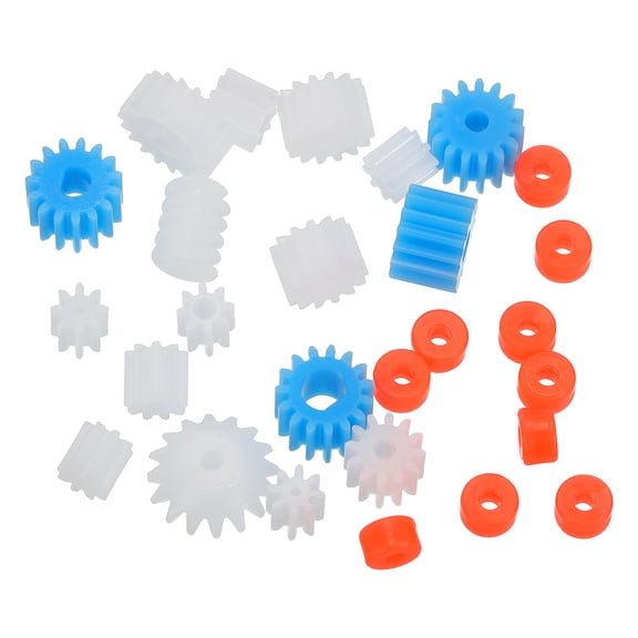 Uxcell Plastic Spindle Gear Set Small Motor Gears Module 0.5 5mm/7mm/9mm/11mm for DC Motor DIY Accessories Model Toys RC Car Robot Pack of 26