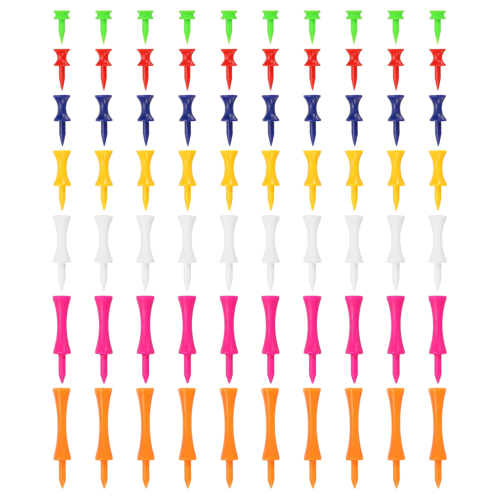 Uxcell Plastic Step Down Golf Tees, 1/2/3 Inch Unbreakable Plastic Golf Tees Bulk, 140 Pack & Multicolor - Fitting For(Practice/Outdoor/Golf Course/Competition/Leisure)