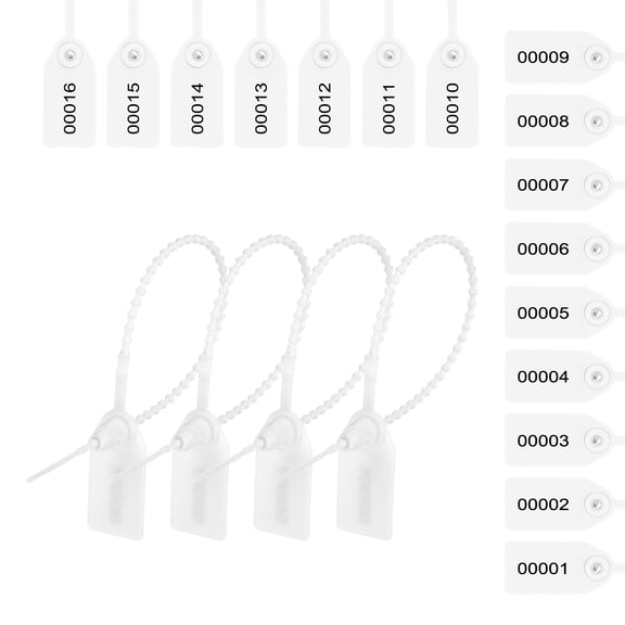 Uxcell Plastic Tamper Seals Disposable Numbered Zip Ties Labels 9.8 Inch Self Locking Security Tags White 1000 Pack