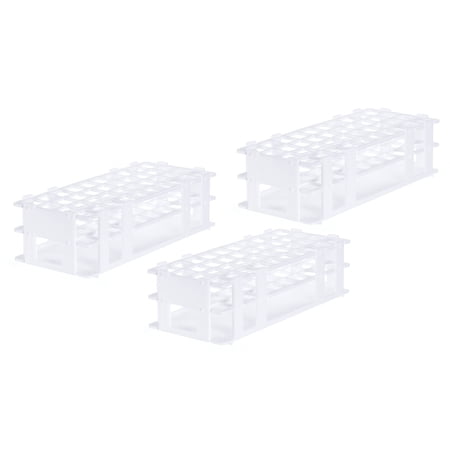 Uxcell Plastic Test Tube Rack Holder 40 Holes 3 Layers Detachable Holder White for 20mm Test Tubes, Pack of 3