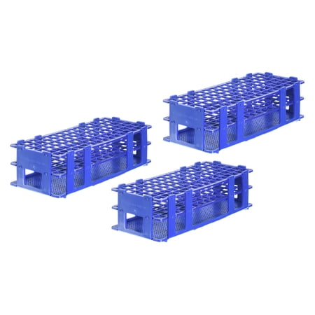 Uxcell Plastic Test Tube Rack Holder 90 Holes 3 Layers Detachable Holder Blue for 13mm Test Tubes, Pack of 3