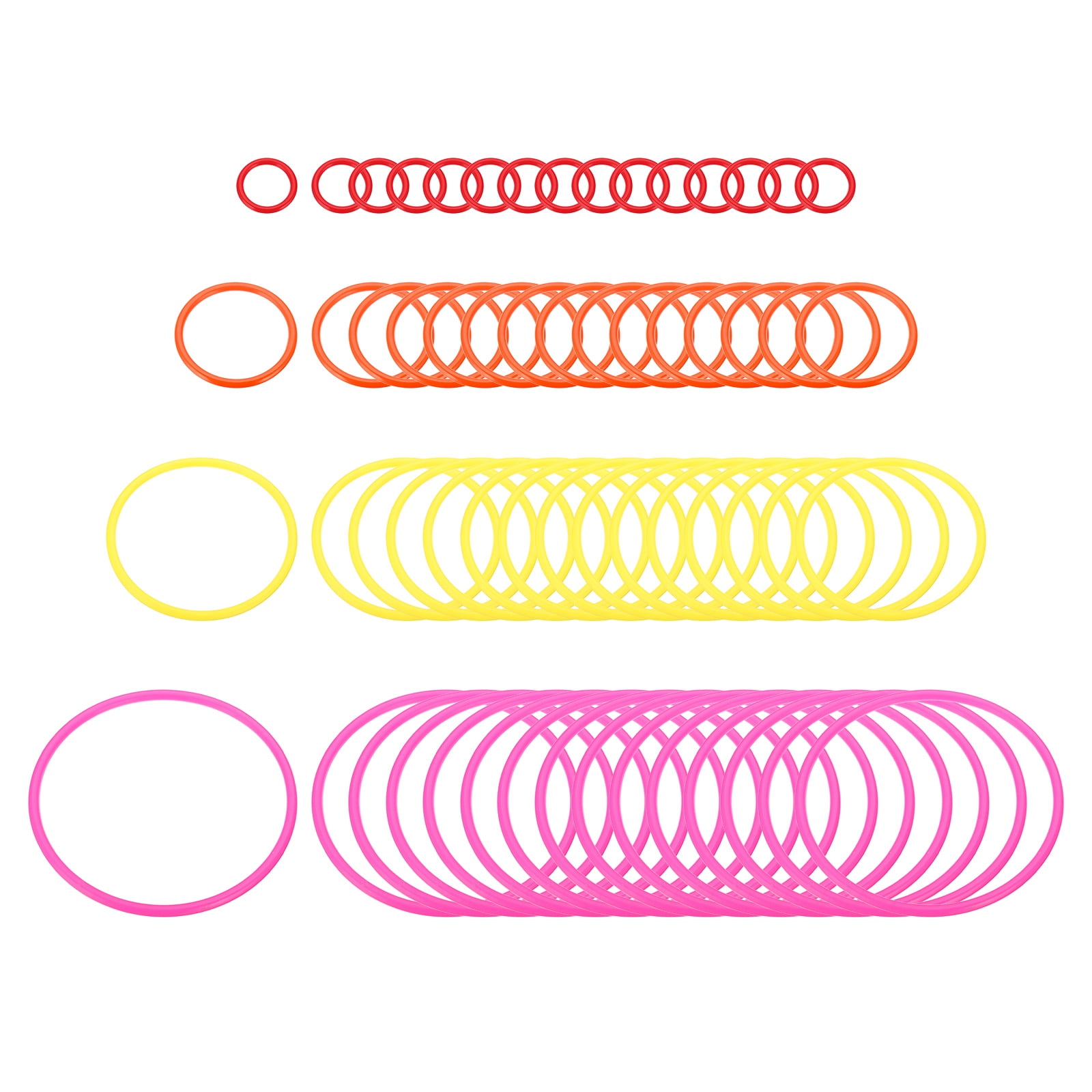 Uxcell Plastic Toss Ring 4 Sizes, 60 Pack Sports Rings Toss Game for Carnival Outdoor Games, 4 Colors