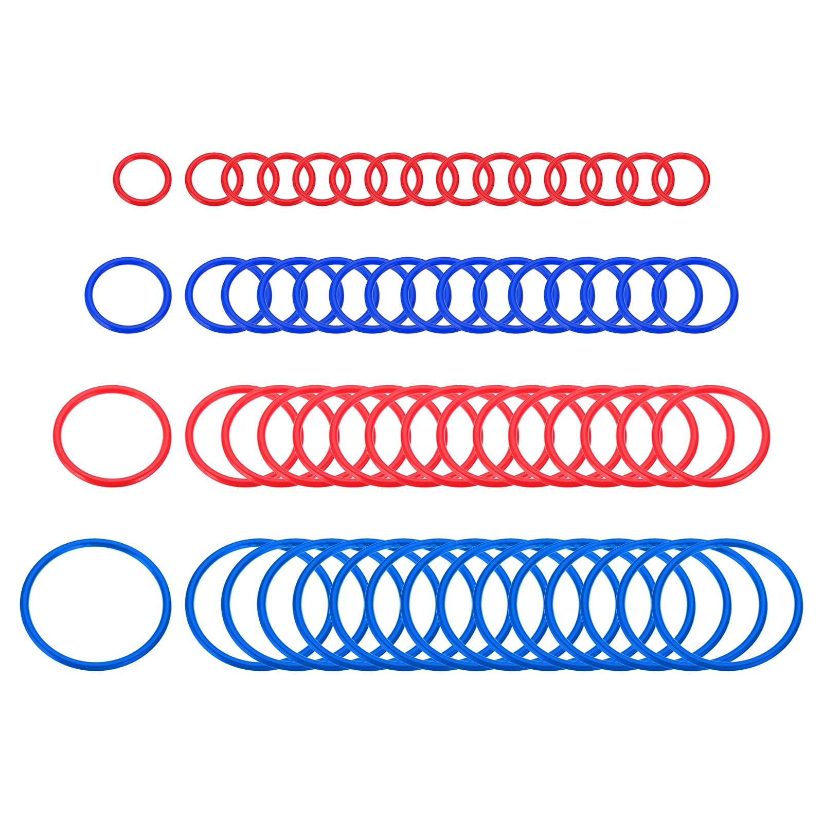 Uxcell Plastic Toss Ring 4 Sizes, 60 Pack Sports Rings Toss Game for Carnival Outdoor Games, Red/Blue
