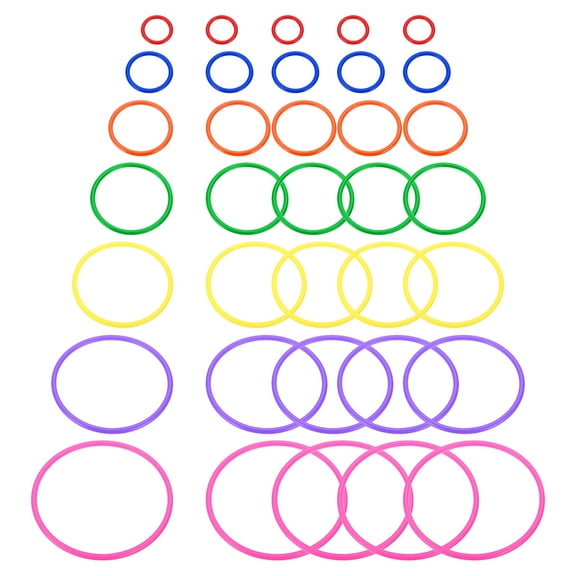 Uxcell Plastic Toss Ring 7 Sizes, 35 Pack Sports Rings Toss Game for Carnival Outdoor Games, 7 Colors